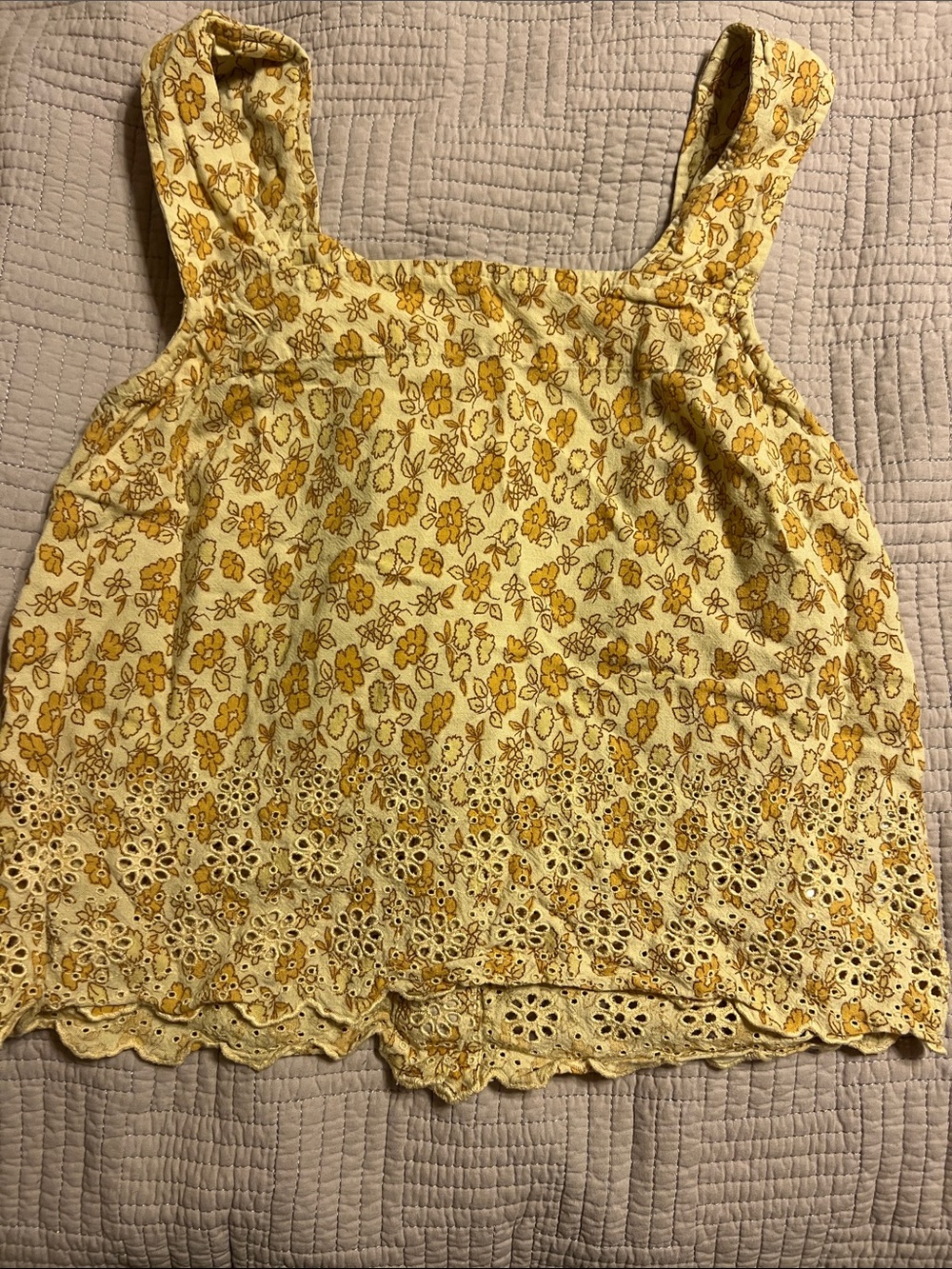 Madewell Yellow Floral Eyelet-Hem Tank